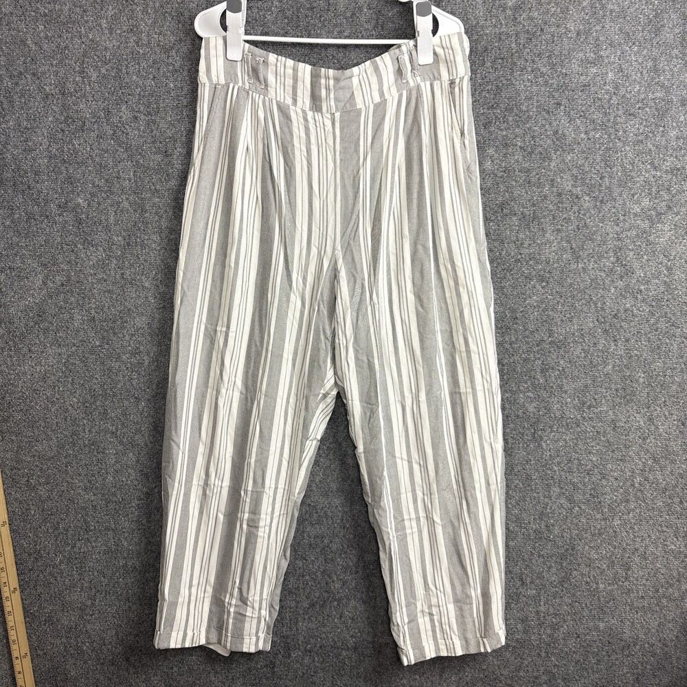 American Eagle Pants Womens Size XL White Gray Striped Wide Leg Beach Lounge